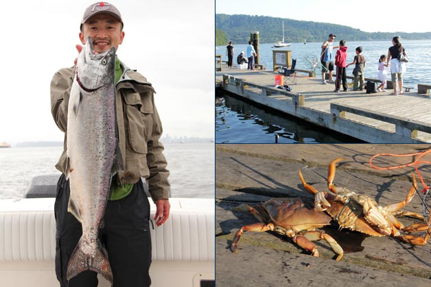 Saltwater salmon fishing, pier fishing and crabbing in Vancouver