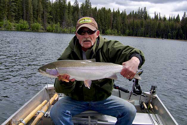 BC stillwater fly fishing for rainbow trout. Photo by Sea-Run Fly and Tackle