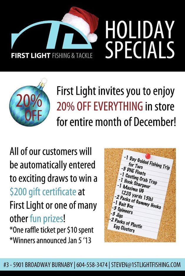 First Light Fishing and Tackle December specials
