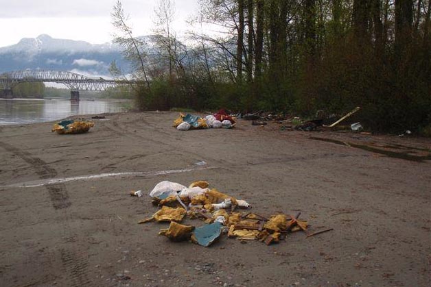 Garbage along the Fraser River in Chilliwack